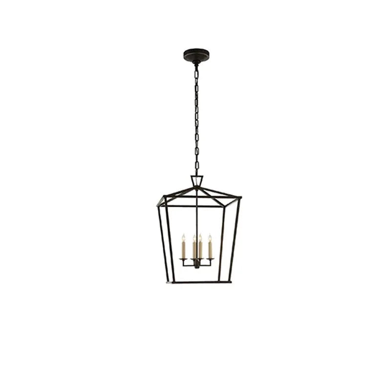 Brass Lantern Pendant Light for Entryway or Kitchen | Open Frame with 4 Candle Lights 12.6 Inch Wide Casalola Luxury
