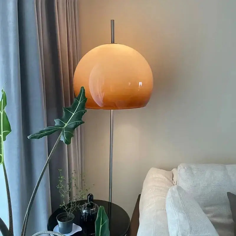 Orange Glass Bauhaus Mid-century Modern Floor Lamps