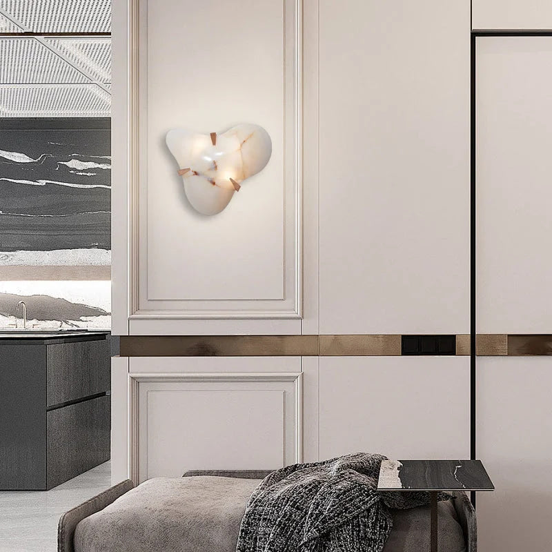 Hand Carved Alabaster Wall Sconce | Sculptural Modern Lighting Fixture