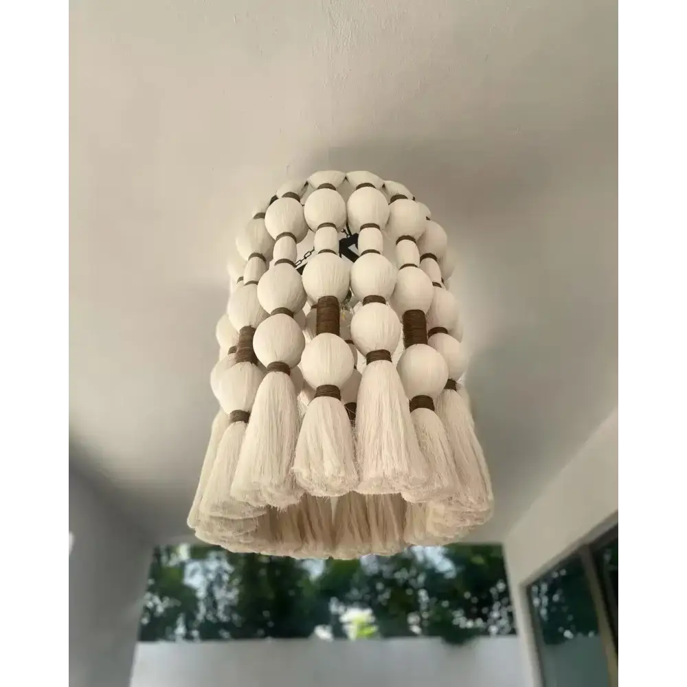 Woven Cotton Fringe Pendant | Casalola Boho Drum Chandelier - Lamps