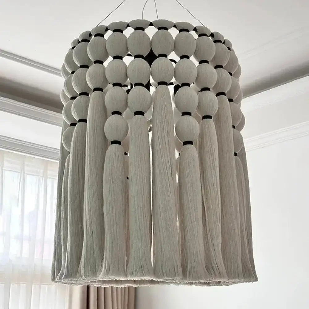 Woven Cotton Fringe Pendant | Casalola Boho Drum Chandelier - Lamps