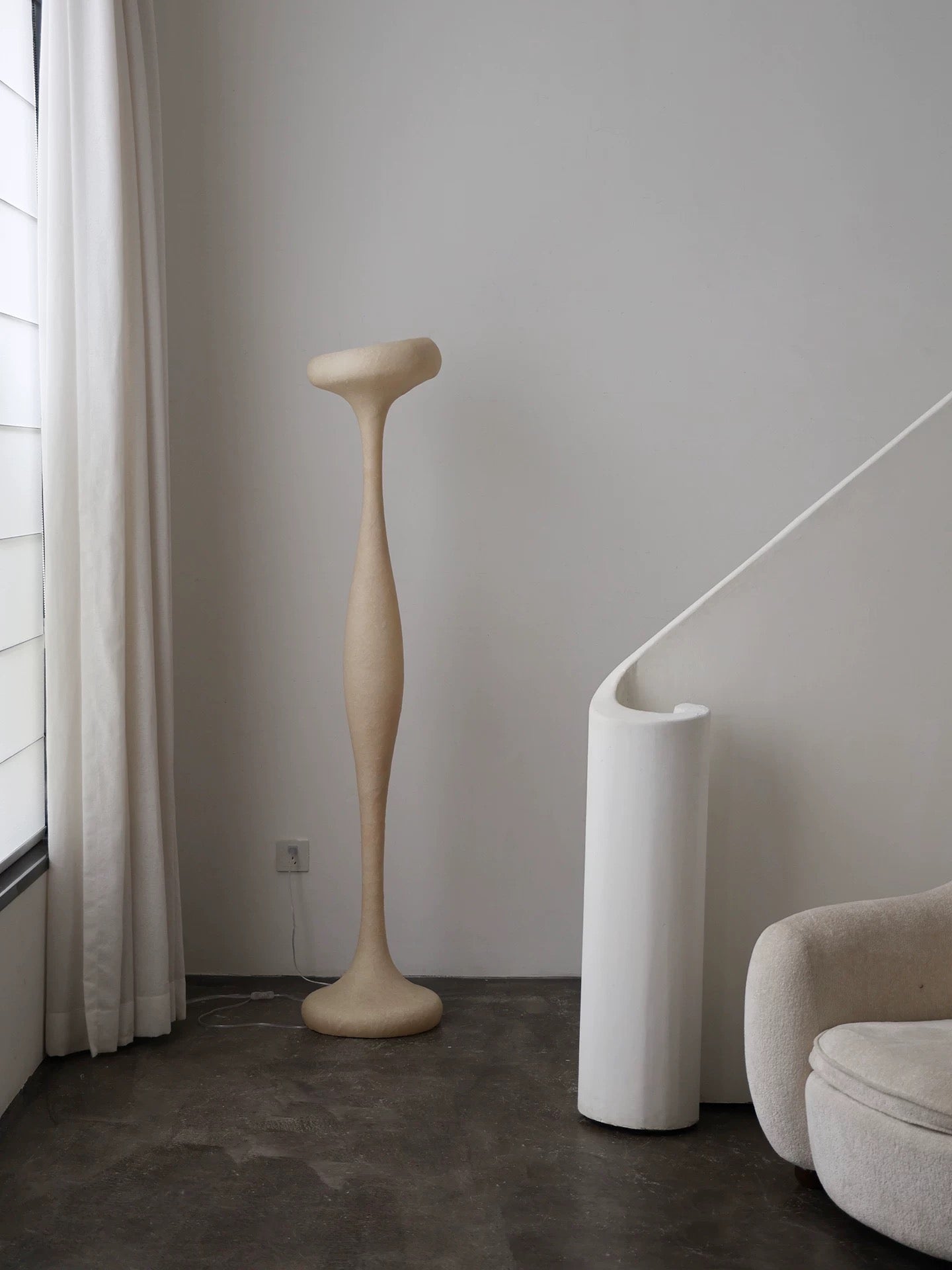 Biomorphic Sculptural Floor Lamp | 175cm Organic Totem Design | Translucent Hand-cast Resin | Wabi-sabi & Avant-garde