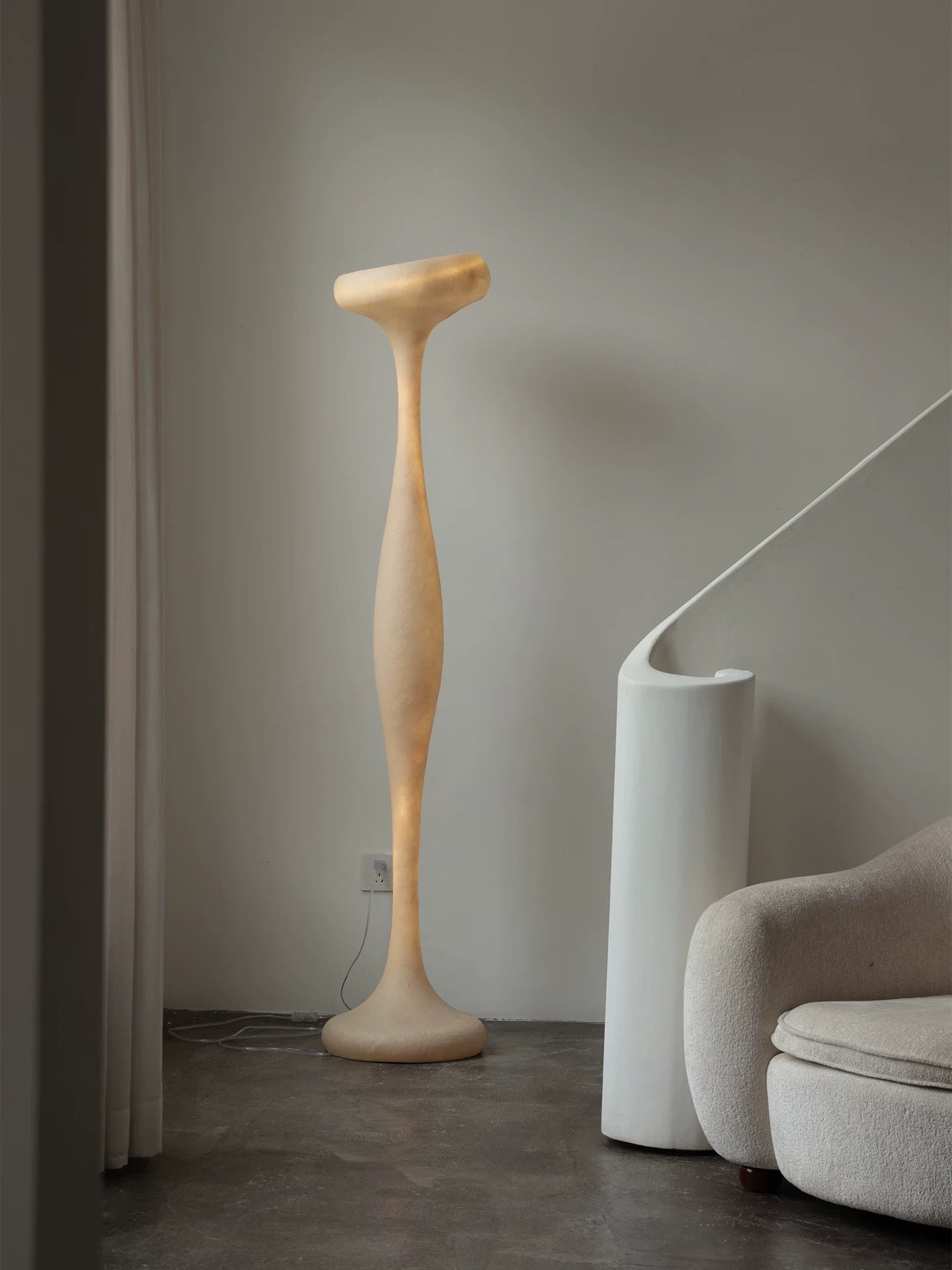 Biomorphic Sculptural Floor Lamp | 175cm Organic Totem Design | Translucent Hand-cast Resin | Wabi-sabi & Avant-garde
