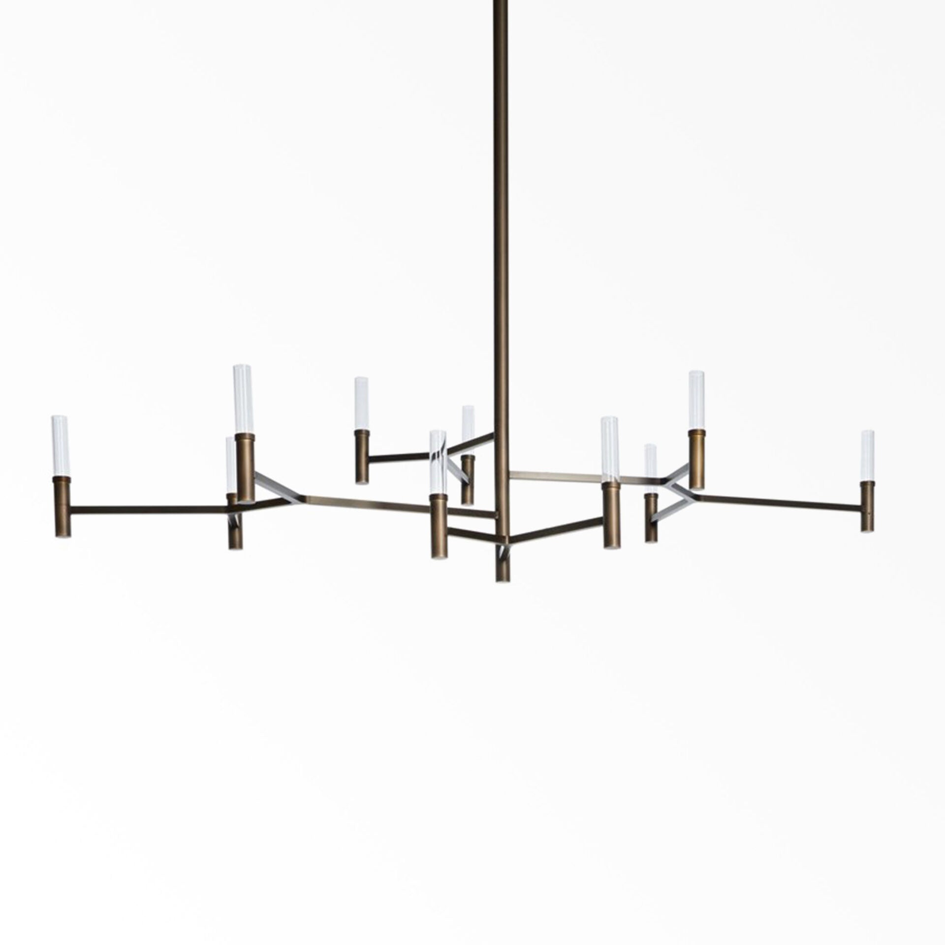 Solid Copper Branching Chandelier | 165cm Span | Borosilicate Glass Diffusers | Italian Modernist Style | Casalola