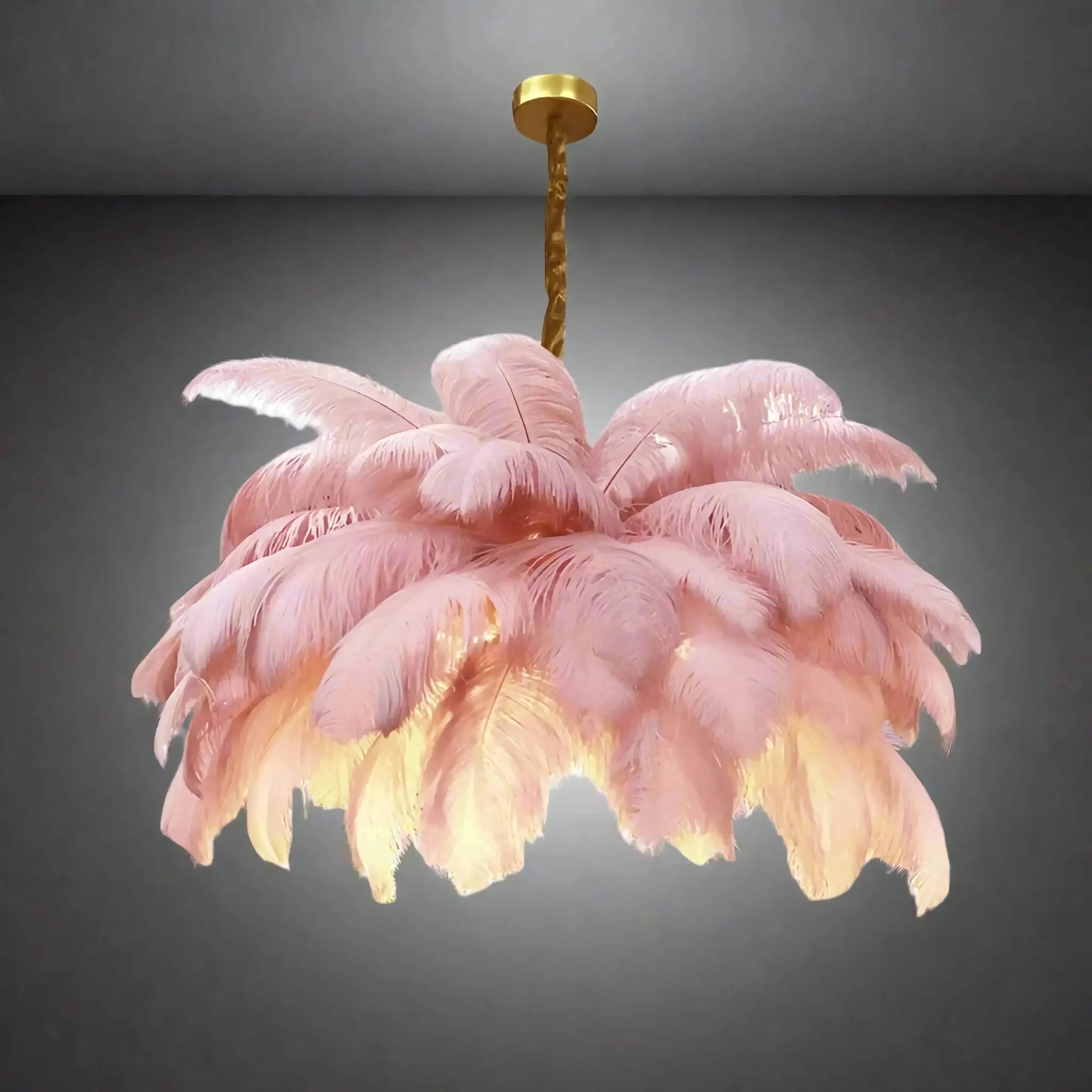 Ostrich Feather Chandelier 100-120cm | Hollywood Regency Gold Statement Light Dining Room & Entryway Casalolalights