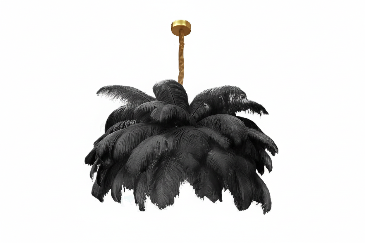 Ostrich Feather Chandelier 100-120cm | Hollywood Regency Gold Statement Light Dining Room & Entryway Casalolalights