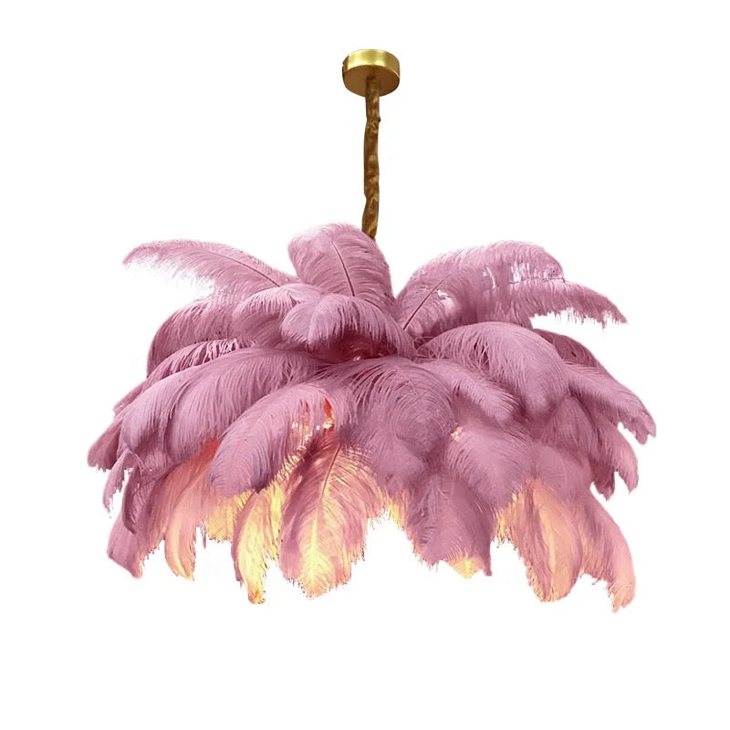 Ostrich Feather Chandelier 100-120cm | Hollywood Regency Gold Statement Light Dining Room & Entryway Casalolalights
