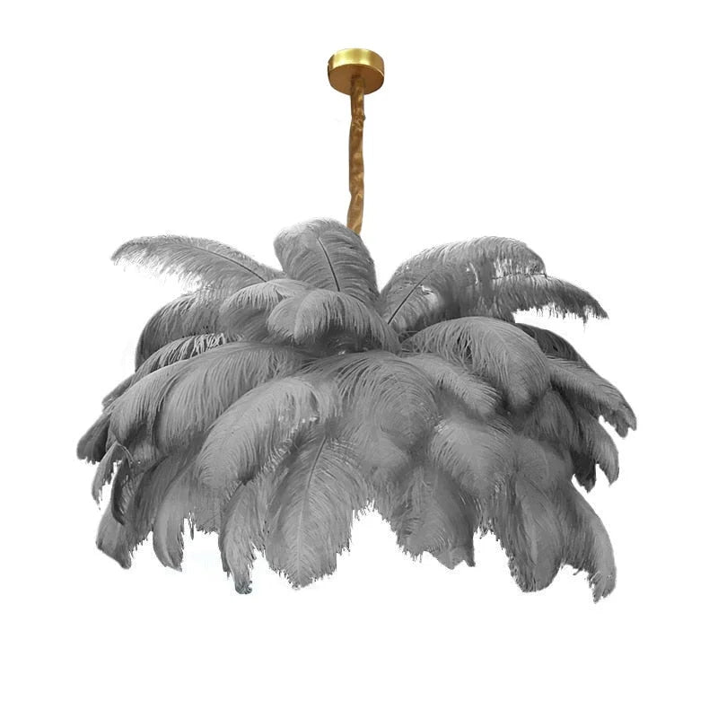 Ostrich Feather Chandelier 100-120cm | Hollywood Regency Gold Statement Light Dining Room & Entryway Casalolalights