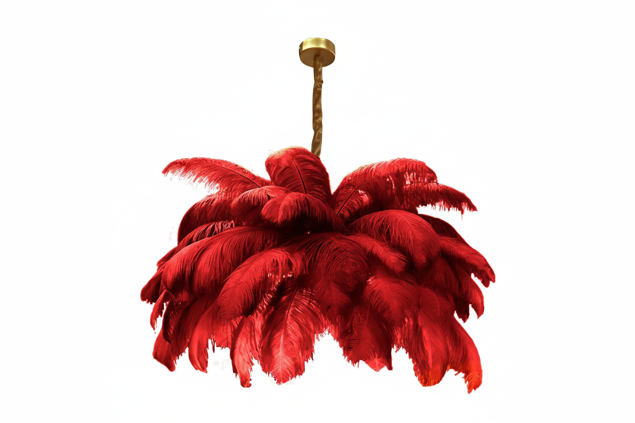 Ostrich Feather Chandelier 100-120cm | Hollywood Regency Gold Statement Light Dining Room & Entryway Casalolalights