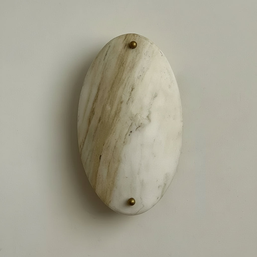 Oval Marble Wall Sconce – Natural Stone & Brass Light with Warm Led for Bedroom or Hallway Casalolalights Luxury Lamps