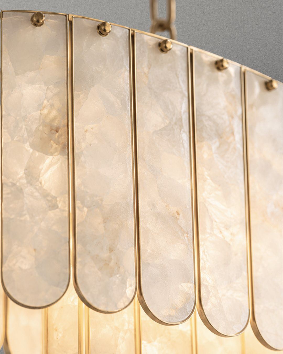 Oval Shell Tiered Chandelier | Racetrack Stone-panel Modern Organic Dining & Kitchen Casalolalights Luxury Lamps