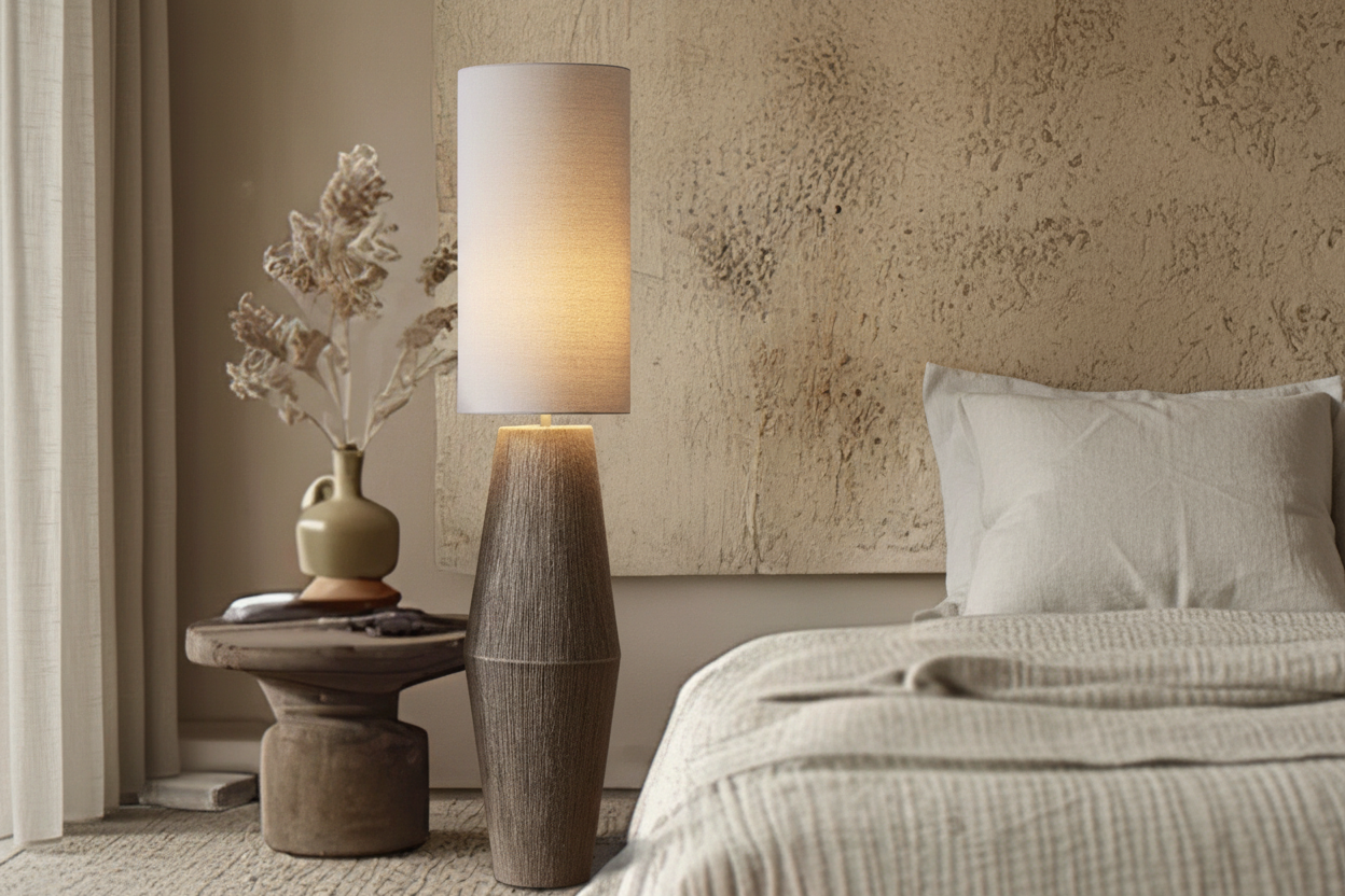 Hand-wrapped Hemp Rope Floor Lamp | Organic Wabi-sabi Linen Shade | 150cm Textured Artisan Lighting | Casalola Lights