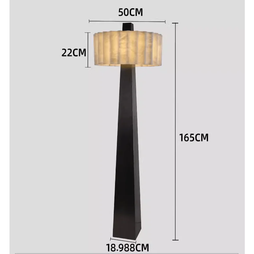 Genuine Alabaster Floor Lamp Pleated Shade | 165cm Tall E26/e27 Dimmable Option 1970s Style Casalola Lights Luxury