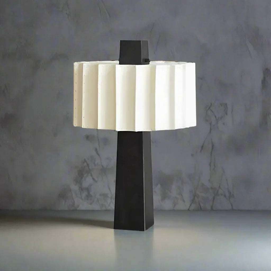 Alabaster Table Lamp for Living Room and Bedroom | Mid Century Modern Pleated Shade Dimmable Option Casalola Lights