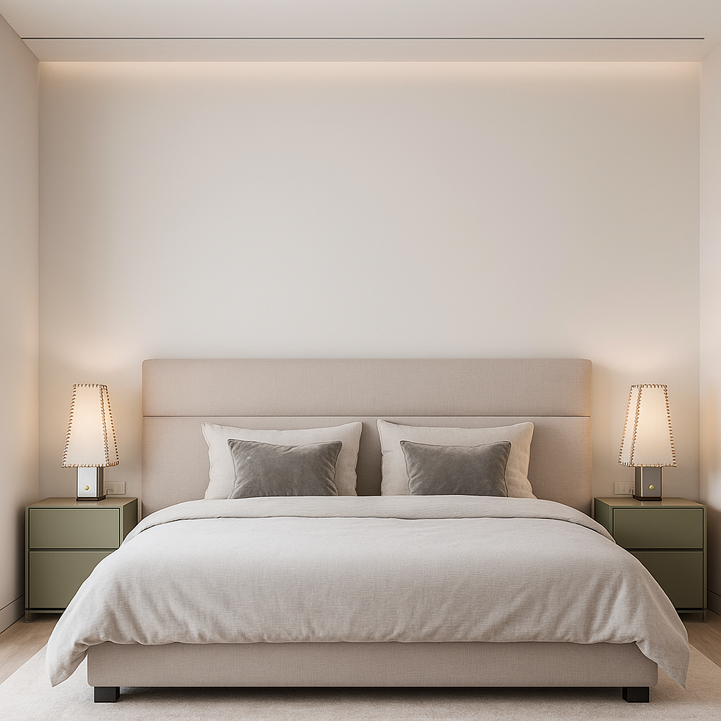 Parchment Shade Table Lamp for Bedroom and Living Room | Hand Stitched Brushed Steel Modern Japandi Casalola Lights