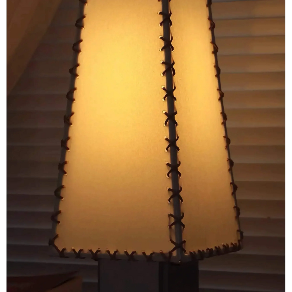 Parchment Shade Table Lamp for Bedroom and Living Room | Hand Stitched Brushed Steel Modern Japandi Casalola Lights