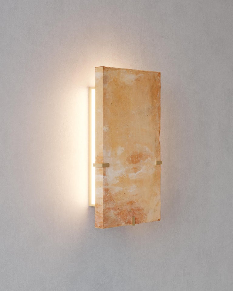 Terracotta Wall Sconce Backlit Blonde with Antique Brass | Casalola Lights Casalolalights Luxury Lamps for Interior