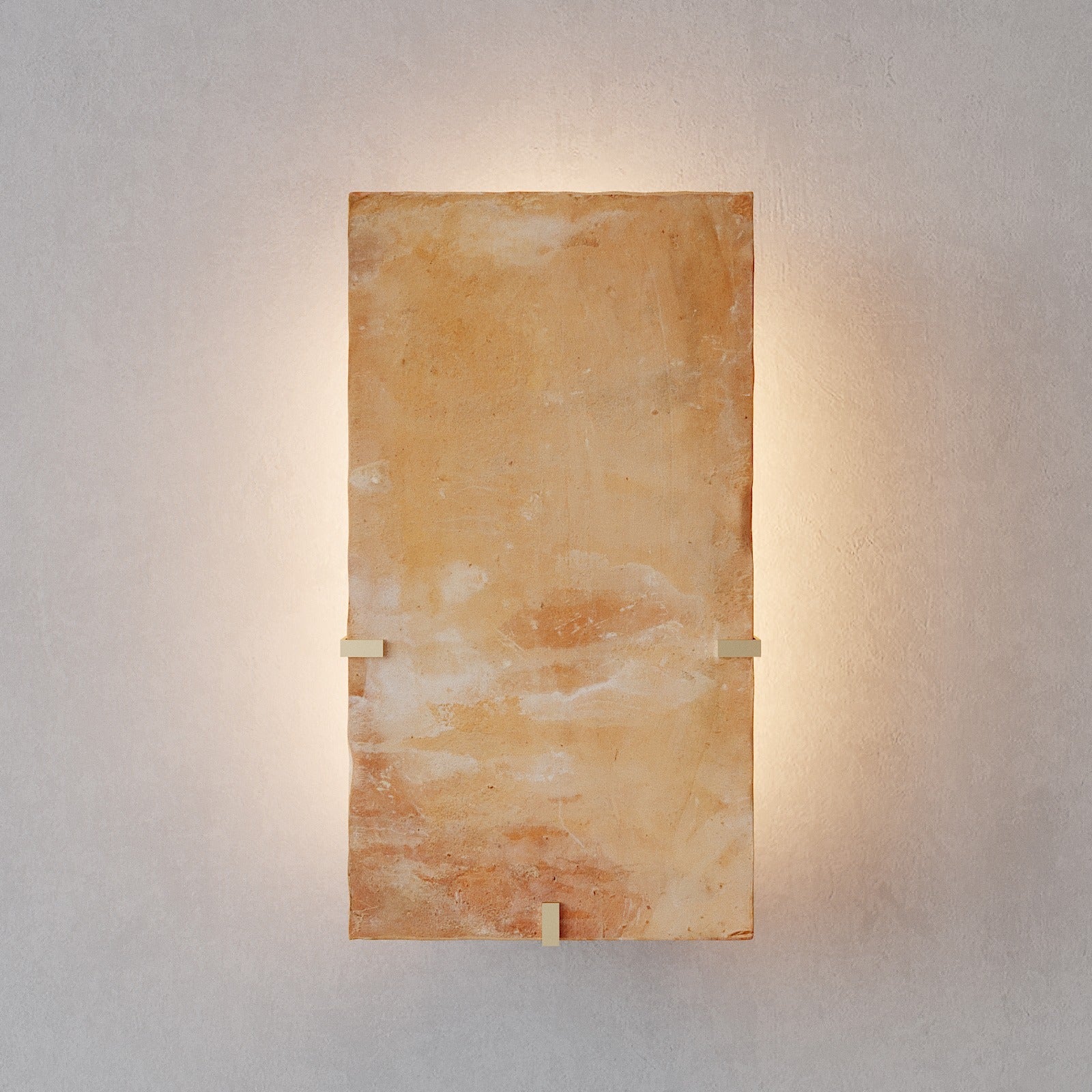 Terracotta Wall Sconce Backlit Blonde with Antique Brass | Casalola Lights Casalolalights Luxury Lamps for Interior