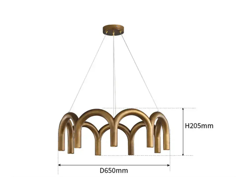Patinated Brass Arch Chandelier | Modern Sculptural Downlight - Chandeliers