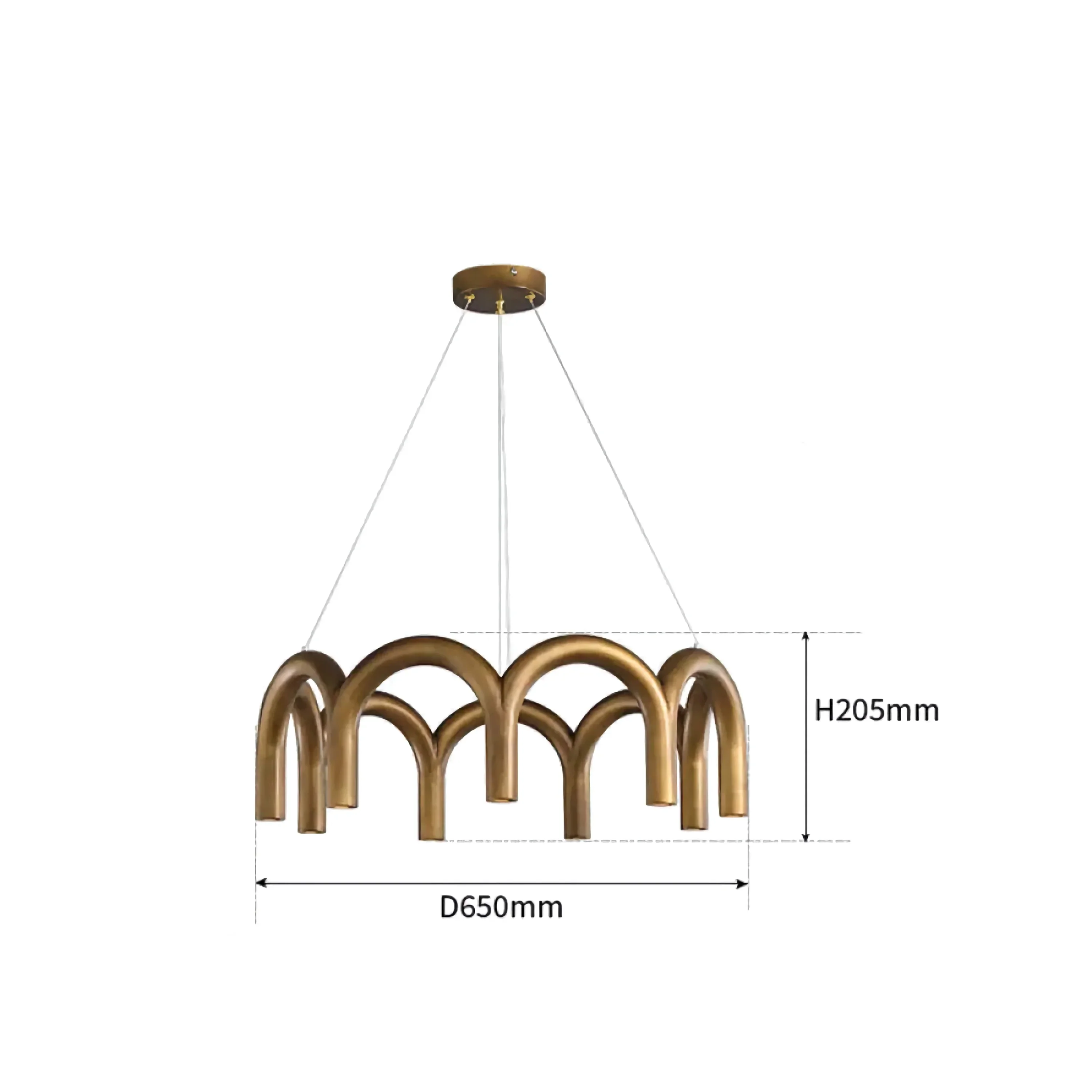 Patinated Brass Arch Chandelier | Modern Sculptural Downlight