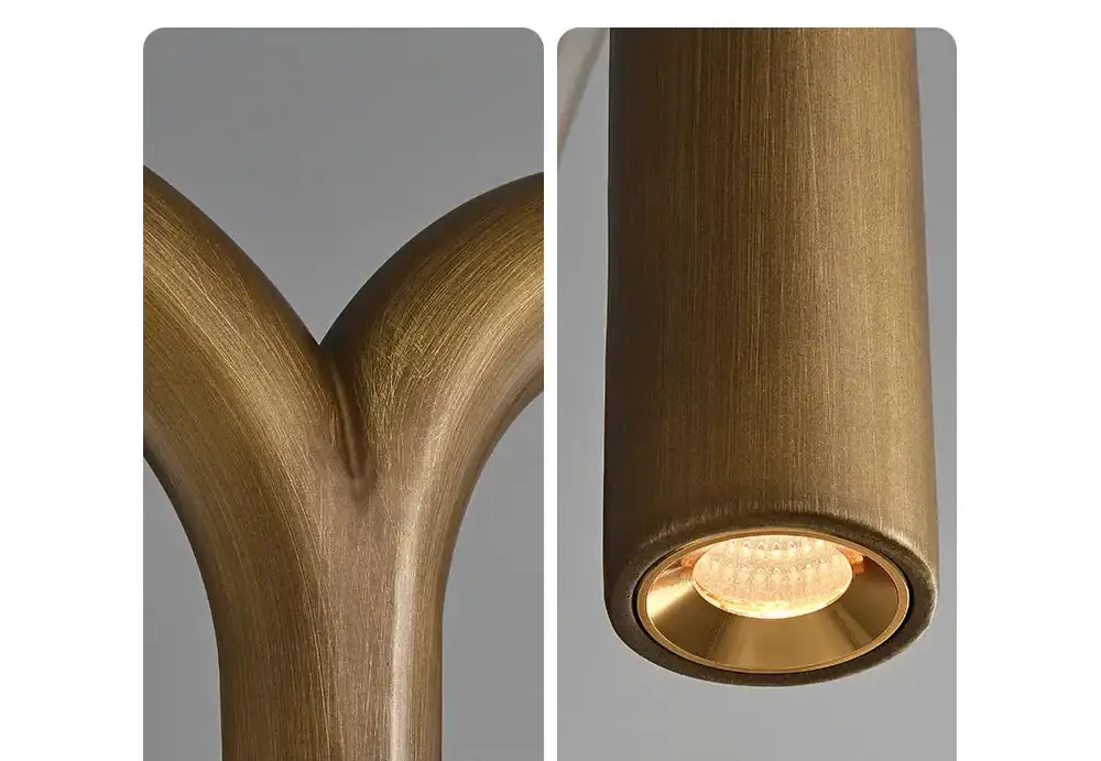 Patinated Brass Arch Chandelier | Modern Sculptural Downlight - Chandeliers