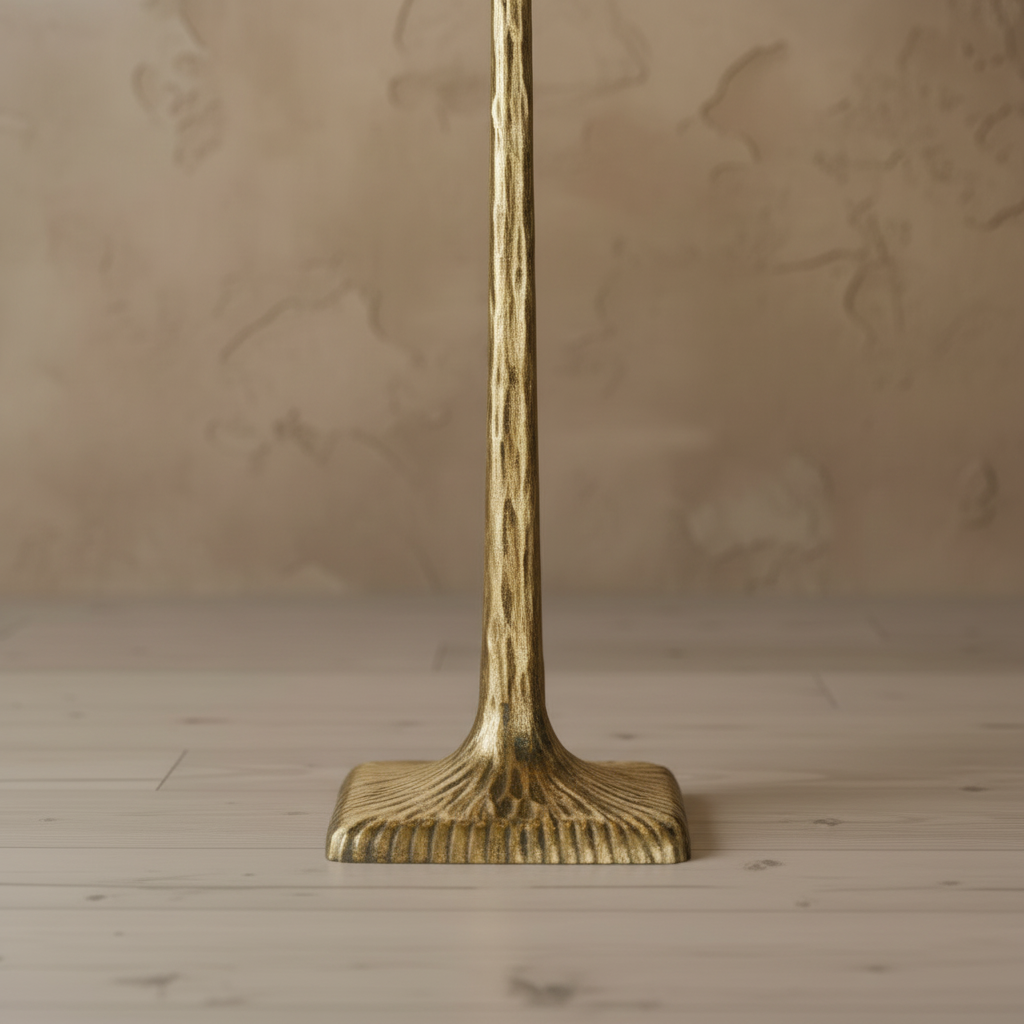 Patinated brass floor lamp full view
