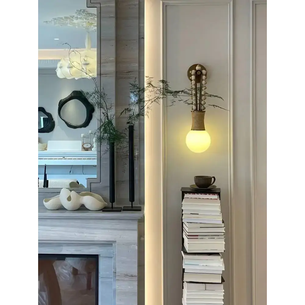 Patinated Brass & Jade Wall Sconce | Hanging Fixture for Bedrooms - Sconces