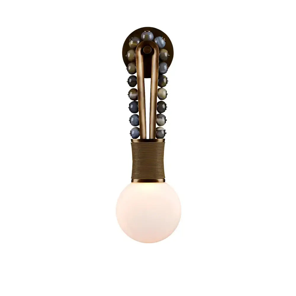 Patinated Brass & Jade Wall Sconce | Hanging Fixture for Bedrooms - Sconces