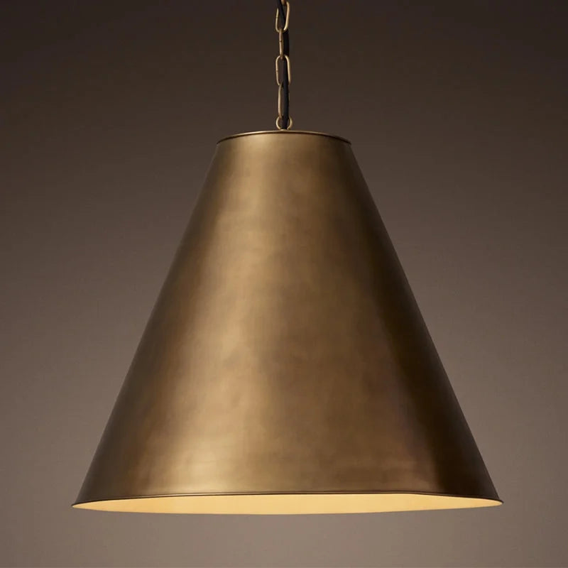 Patinated Copper Cone Pendant Light | Vintage Task Lighting