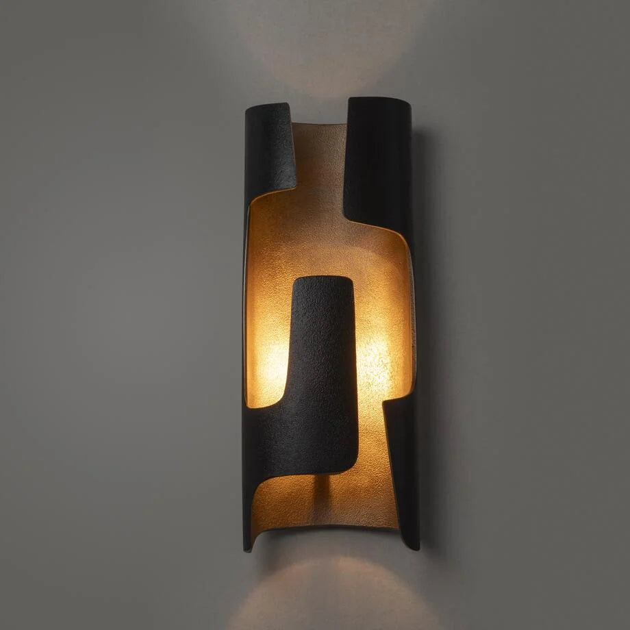 Black Curved Wall Sconce | Modern Light Fixture for Hallways & Bedrooms
