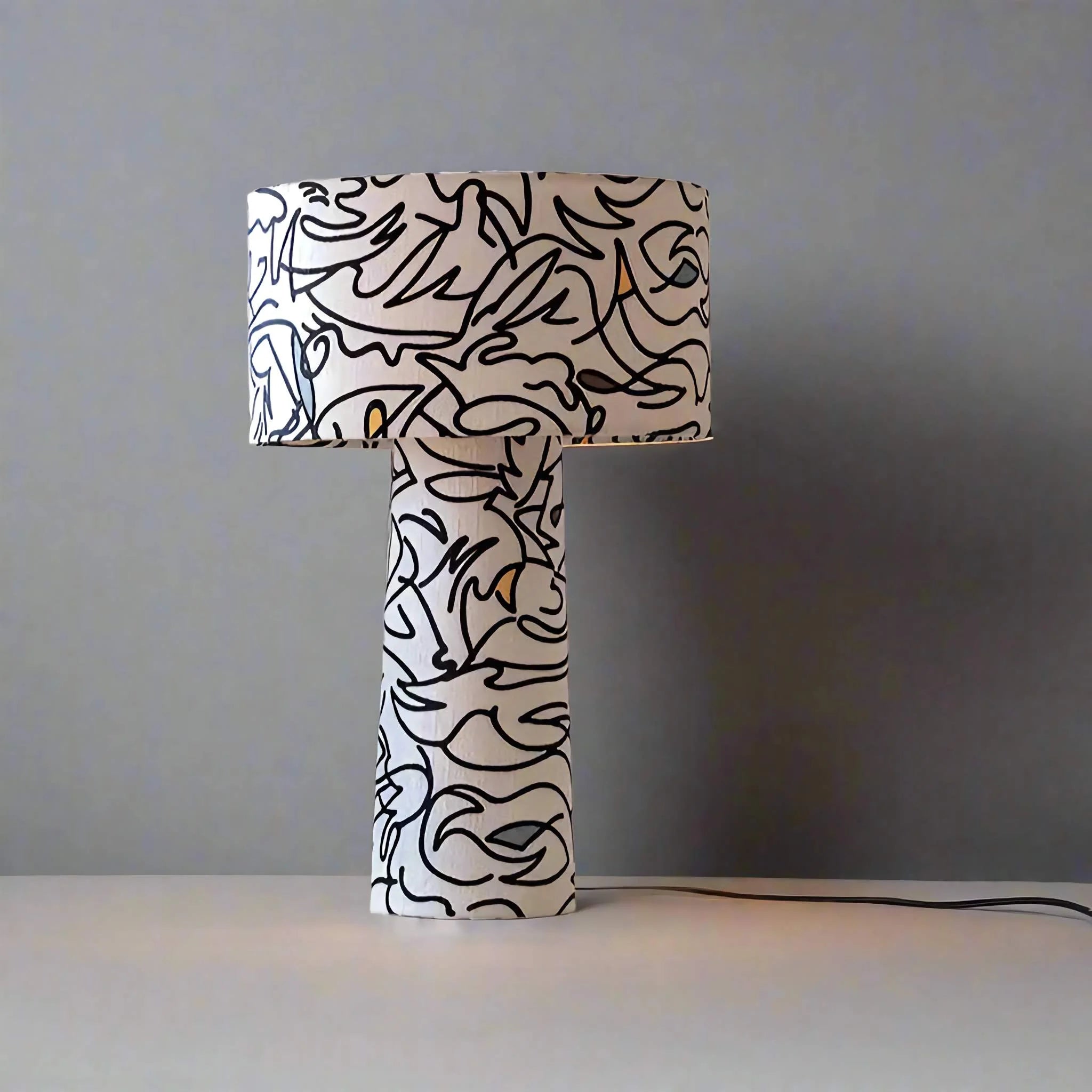 Patterned art table lamp full view