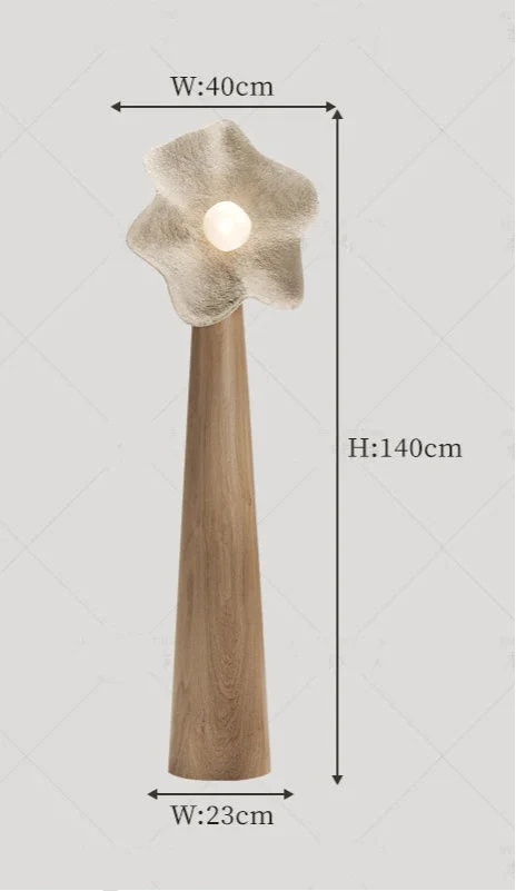 Resin Petal Floor Lamp Wood Column | Botanical Sculpture 3 Sizes E26/e27 Dimmable Option Casalola Lights Luxury Lamps