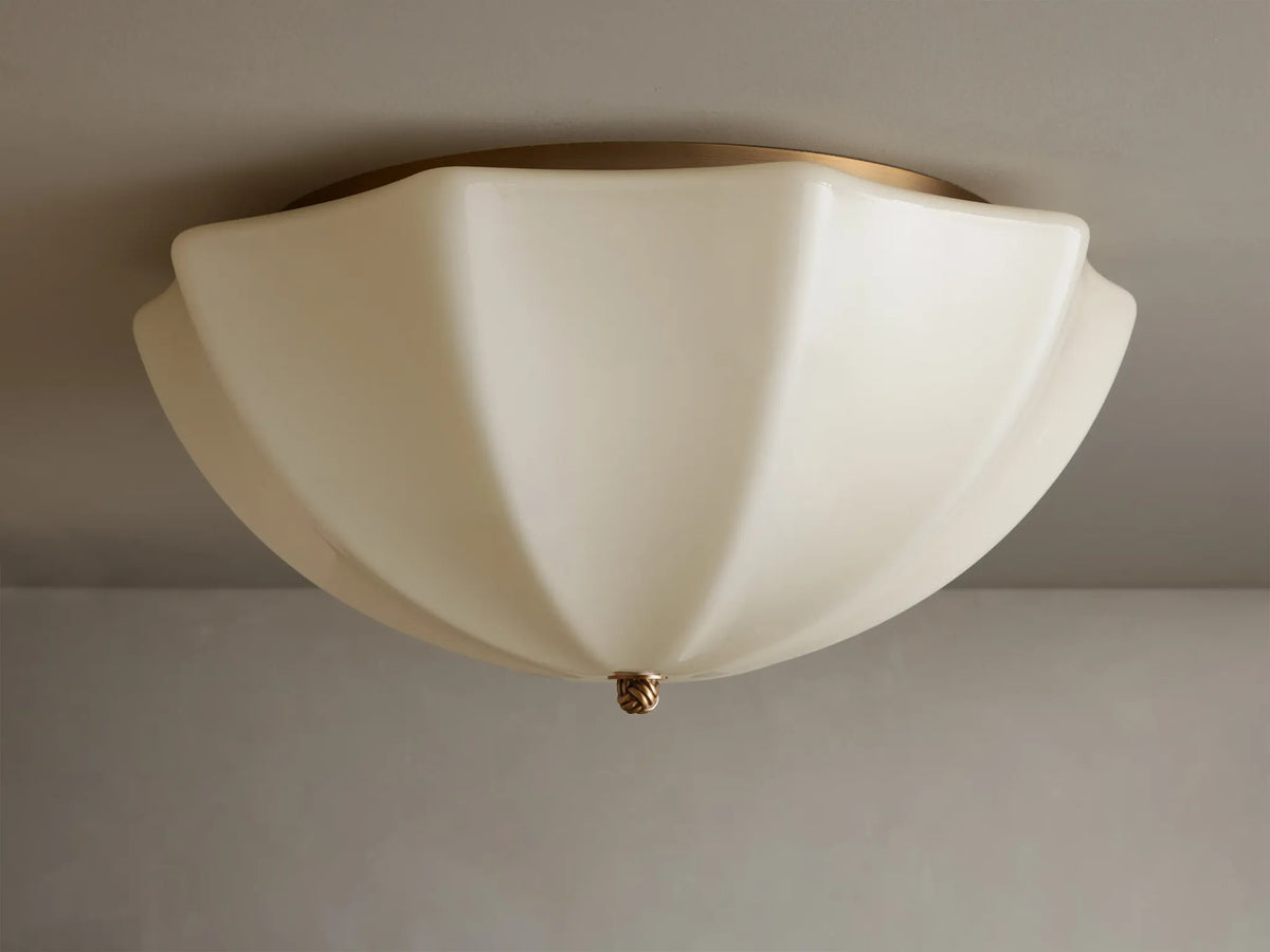 Cream Glass Flush Mount Ceiling Light | Antique Brass | Petalo Casalola Lights Luxury Lamps for Interior Designers