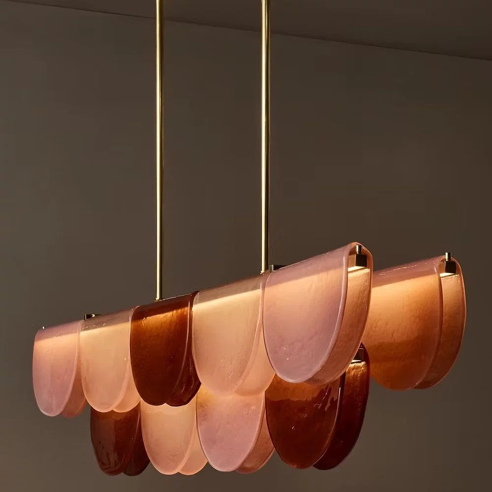 Burgundy Hand-blown Glass Linear Chandelier | Brass Dining Room | 59’’ w | Casalola Casalolalights Luxury Lamps