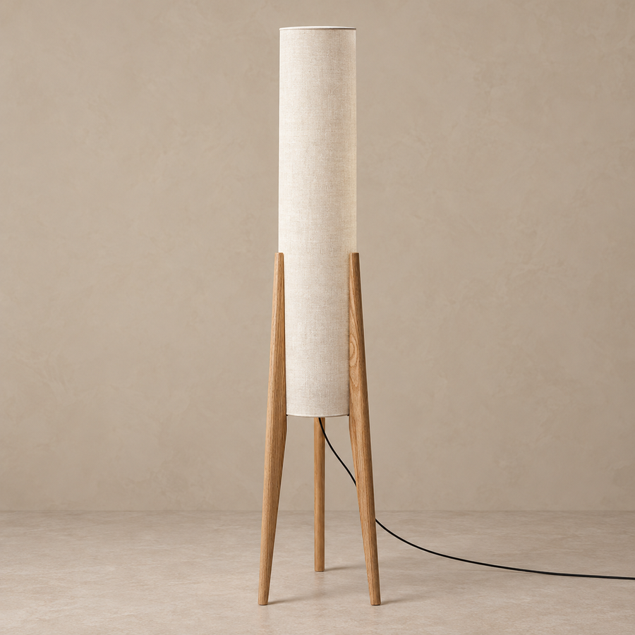 Piloni Wood & Linen Floor Lamp