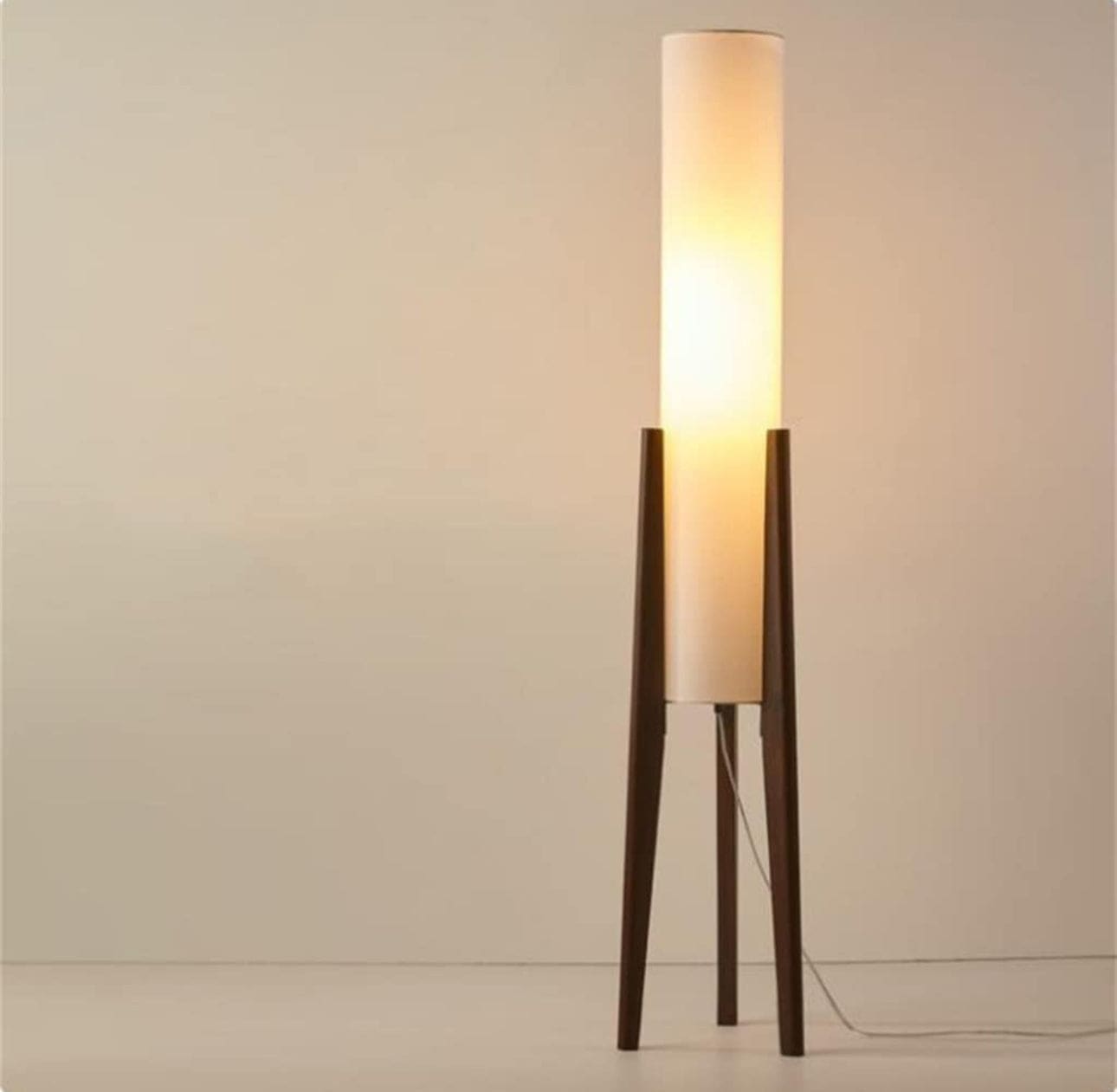 Solid Wood Floor Lamp Fabric Lampshade Modern Bedroom Living Room Decor - Lamps