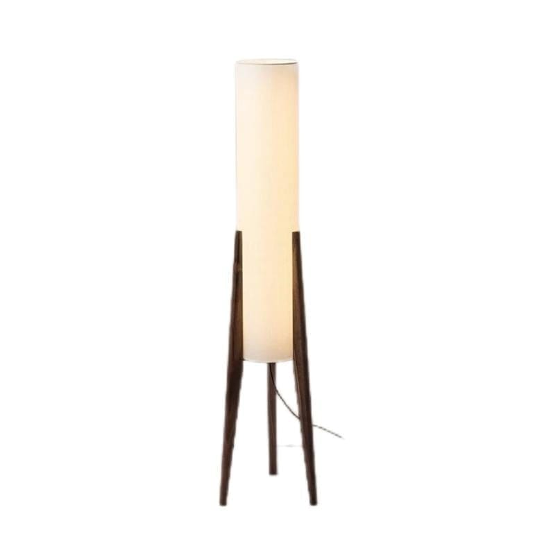Solid Wood Floor Lamp Fabric Lampshade Modern Bedroom Living Room Decor - Lamps