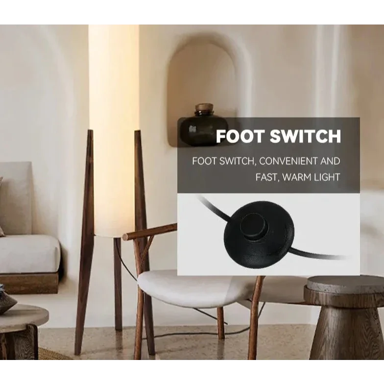 Solid Wood Floor Lamp Fabric Lampshade Modern Bedroom Living Room Decor