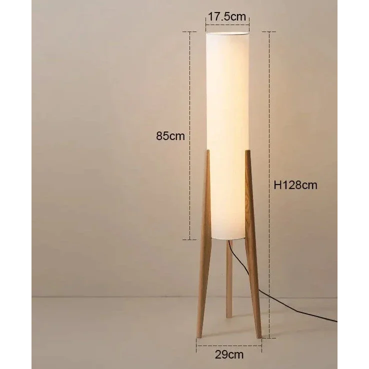 Wood Floor Lamp Linen Shade | Low 128cm Height E26/e27 Walnut or Log Dimmable Option Bedside Casalola Lights Luxury