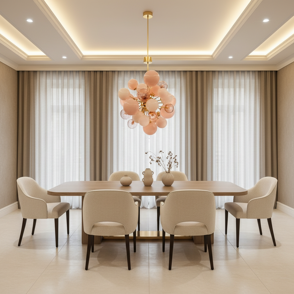 Pink Murano Glass Globe Chandelier in Gold Iron | Luxury Modern Ceiling Light for Bedroom & Living Room Casalolalights