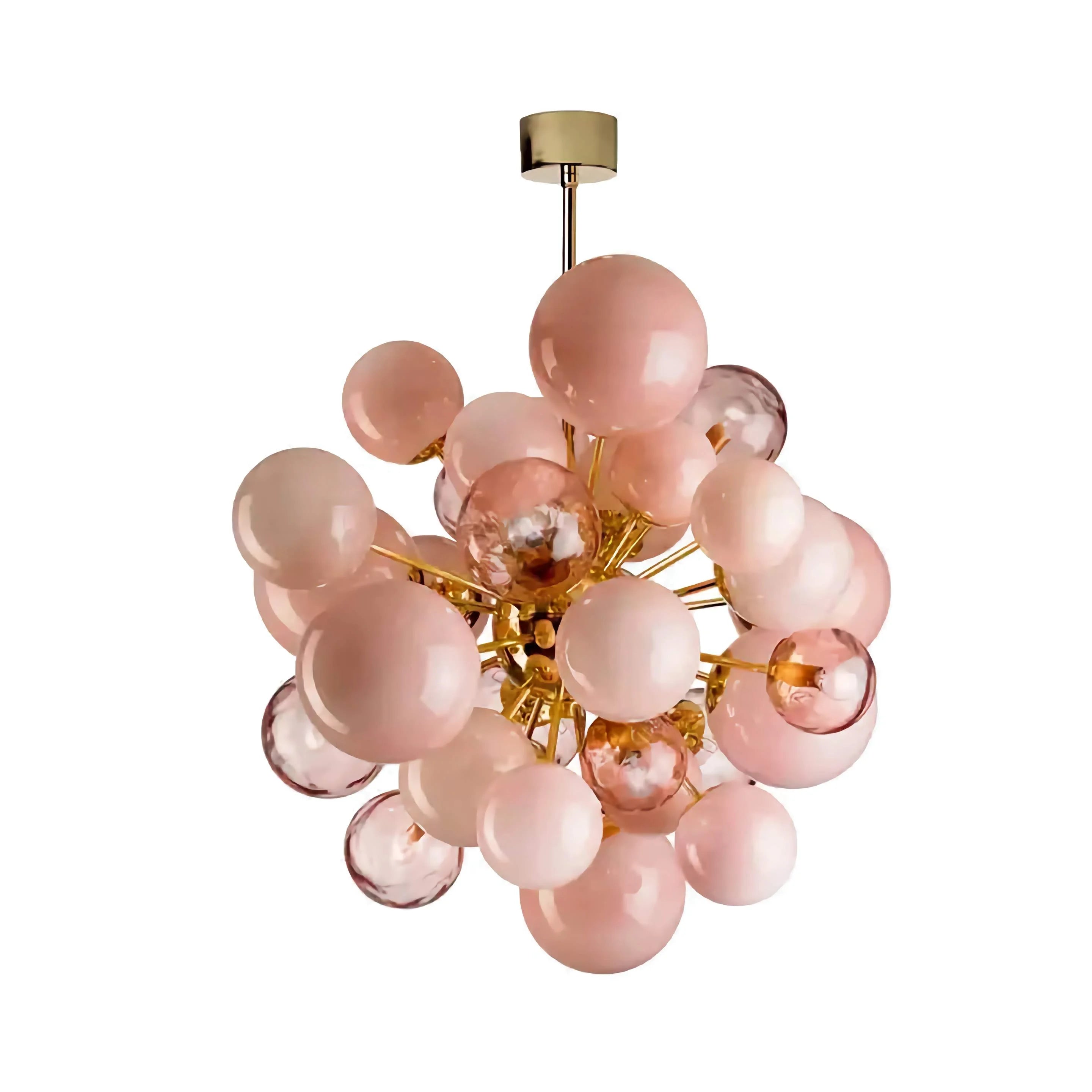 Pink Murano Glass Globe Chandelier in Gold Iron | Luxury Modern Ceiling Light for Bedroom & Living Room Casalolalights