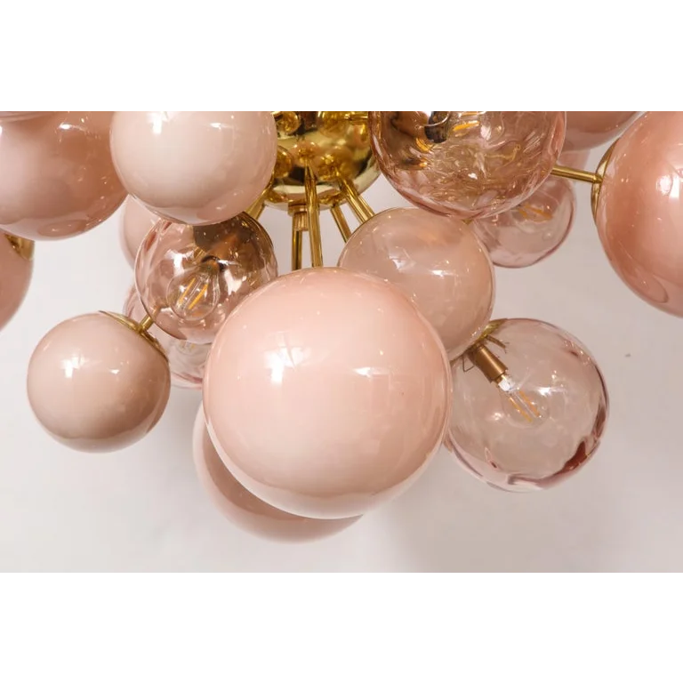 Pink Murano Glass Globe Chandelier in Gold Iron | Luxury Modern Ceiling Light for Bedroom & Living Room Casalolalights