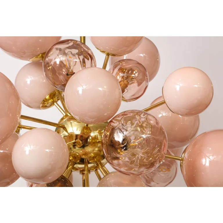 Pink Murano Glass Globe Chandelier in Gold Iron | Luxury Modern Ceiling Light for Bedroom & Living Room Casalolalights