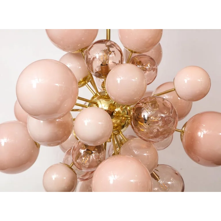 Pink Murano Glass Globe Chandelier in Gold Iron | Luxury Modern Ceiling Light for Bedroom & Living Room Casalolalights