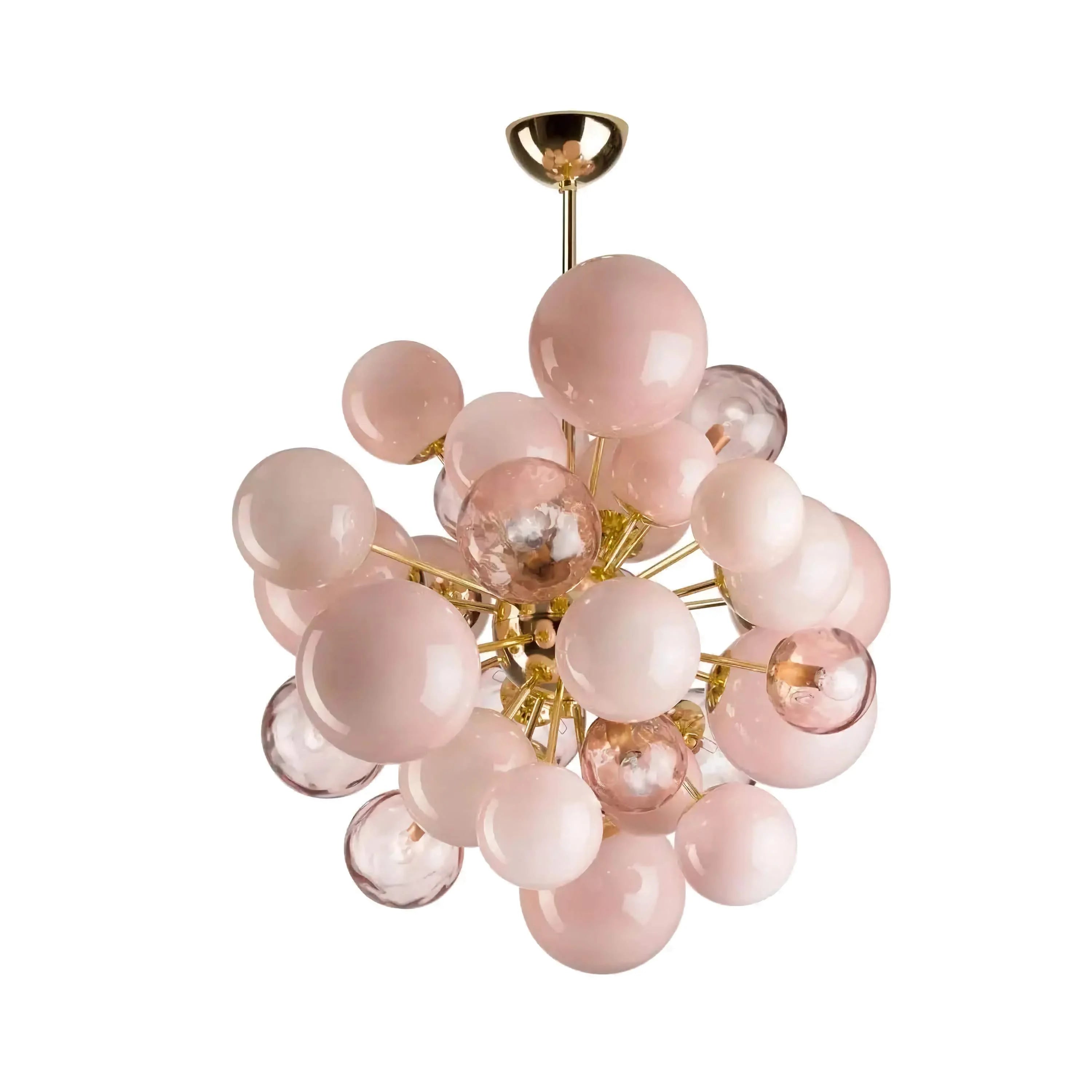 Pink Murano Glass Globe Chandelier in Gold Iron | Luxury Modern Ceiling Light for Bedroom & Living Room Casalolalights