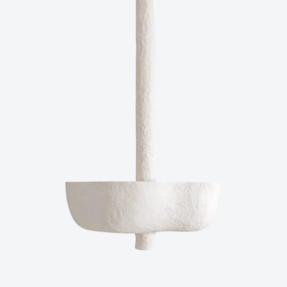 Sculptural Plaster Bowl Chandelier | Hand Finished White Ceiling Light | Monolithic Pendant for Foyer or Gallery Space
