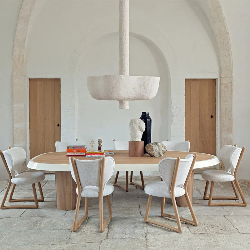 Sculptural Plaster Bowl Chandelier | Hand Finished White Ceiling Light | Monolithic Pendant for Foyer or Gallery Space