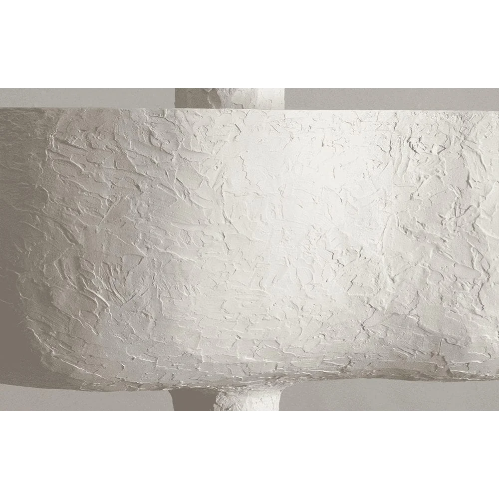 Sculptural Plaster Bowl Chandelier | Hand Finished White Ceiling Light | Monolithic Pendant for Foyer or Gallery Space