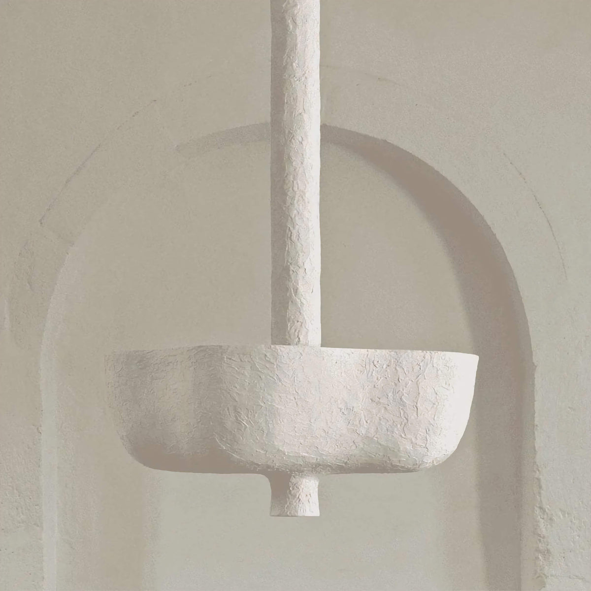 Plaster Ceiling Pendant | Hand-troweled Monolithic Bowl Light Wabi-sabi Minimalist Entry & Gallery Casalolalights