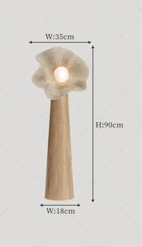 Living Room Sculptural Natural Wood & Plaster Flower Floor Lamp – Organic Modern Statement Lighting